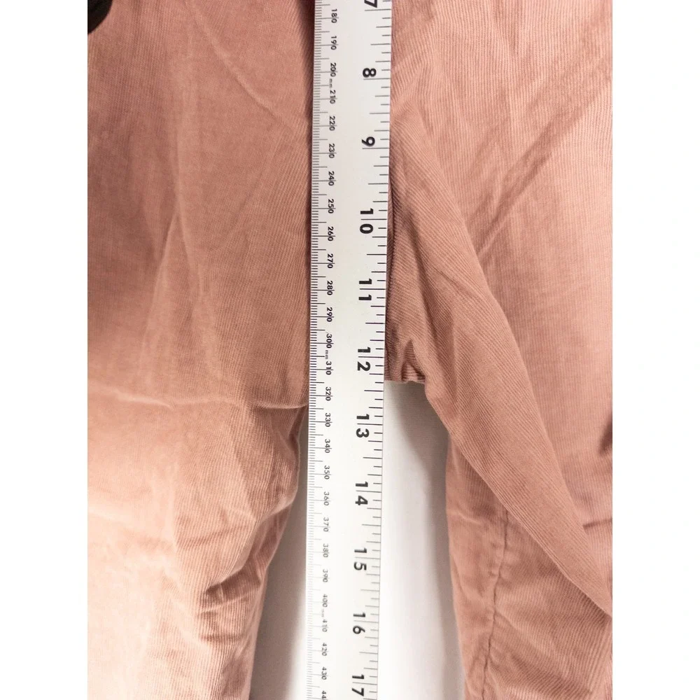 American Eagle Pants Womens L Pink Wide Leg Strap Relaxed Ruffle Stretch Cotton‎